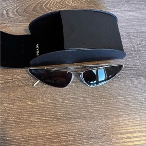 Prada Silver and Black Angular Sunglasses